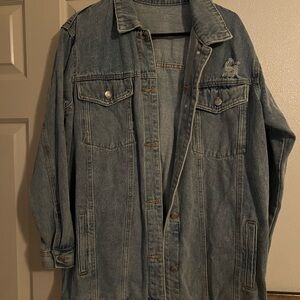 SHEIN Gray Knit Sweater with Gold Trim